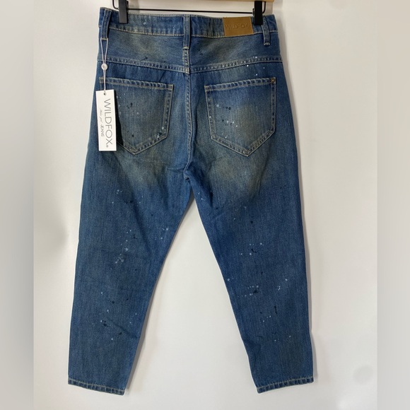 Wildfox Jeans Baggy Crop Paint Splattered  in Da Vinci SZ 26  NEW - Picture 11 of 12